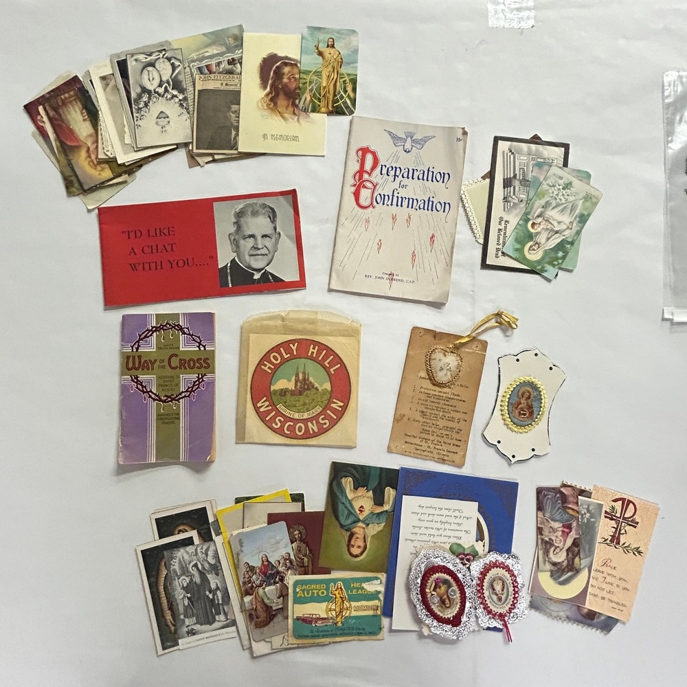 Vintage Catholic Ephemera Prayer Cards Booklets Relics Lot Religious